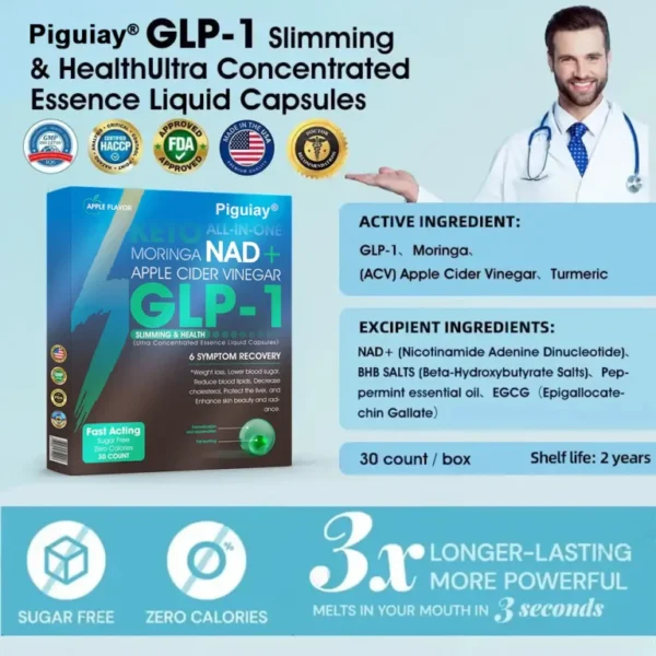[Official Authorized Store] Piguiay® GLP-1 Slimming & Health Ultra Concentrated Essence Liquid Pearls – NAD+ Moringa & ACV & Keto BHB (✔️speedy, long-lasting, addressing diabetes, obesity, and cardiovascular diseases) – Developed by the Obesity Society🎁