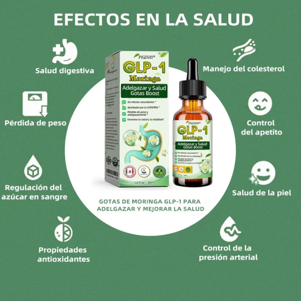 Piguiay® GLP-1 Gotas saludables adelgazantes de Moringa (Quemador de grasa de grado alimenticio - Desarrollado por expertos en secretología y metabolismo) 🎁