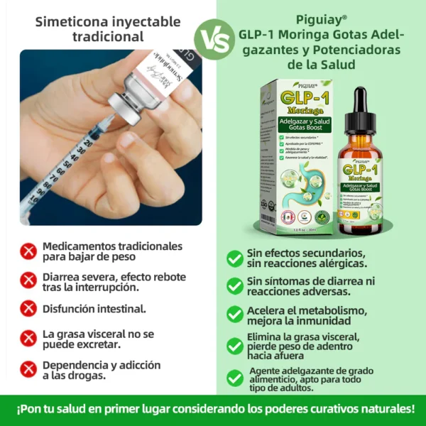Piguiay® GLP-1 Gotas saludables adelgazantes de Moringa (Quemador de grasa de grado alimenticio - Desarrollado por expertos en secretología y metabolismo) 🎁