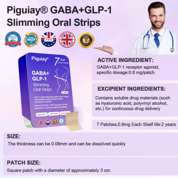 See ResuIts in 7 Days 💫 Piguiay® GABA+gIp-1 SIimming Oral Strips👨‍⚕️DeveIoped by British Obesity Society